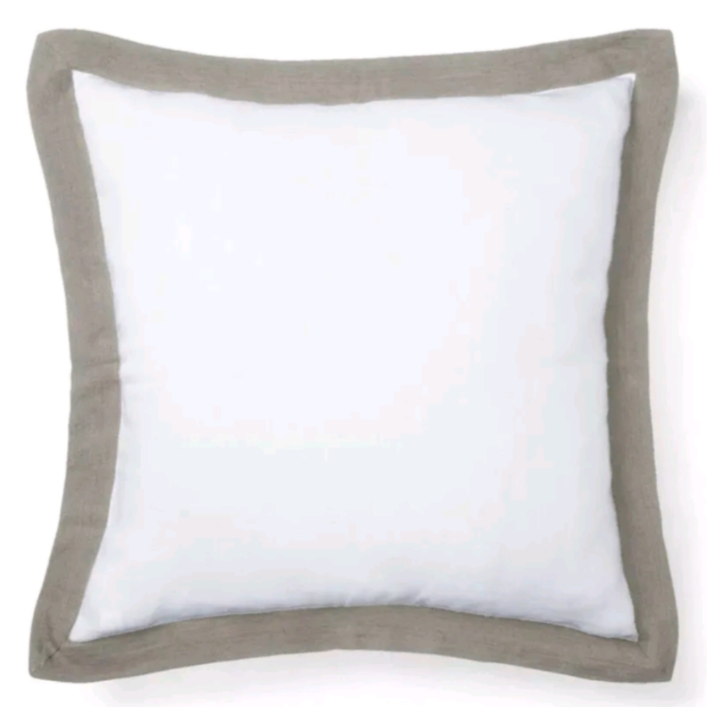 Ralph Lauren European pillow case cover sham off-white gray linen Flora New $115